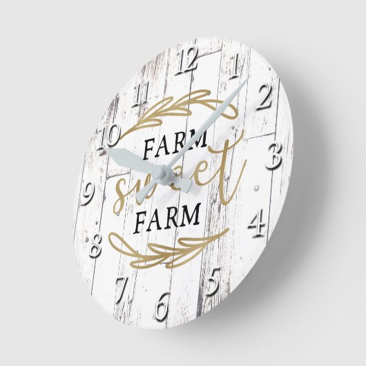 ファームスウィートファームホワイトウッドカントリーファームハウス ラウンド壁時計 (傾斜)