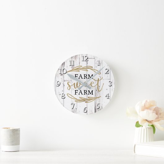 ファームスウィートファームホワイトウッドカントリーファームハウス ラウンド壁時計 (ホーム)