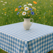 ファームスタイルの青と白のギンガム テーブルクロス