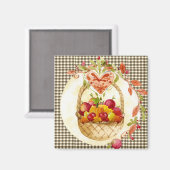 ファームスタイルハーベストバスケット/ブラウンジンガム冷蔵庫 マグネット (正面/裏面)