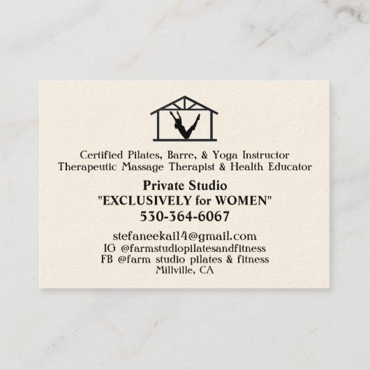 ファームスタジオピラティス&フィットネスヨガ 名刺 (裏面)