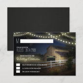 ファームストリングライト ラスティックバーンワェディング RSVP カード (正面/裏面)