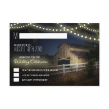 ファームストリングライト ラスティックバーンワェディング RSVP カード