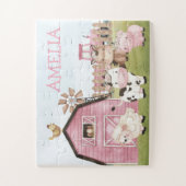 ファームズ学トイ、名前をカスタムするピンクファーム ジグソーパズル (縦)