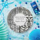 ファームタイル素朴パターン白黒ブライダルシャワー ペーパープレート (パーティー)