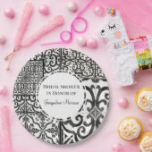 ファームタイル素朴パターン白黒ブライダルシャワー ペーパープレート (パーティー)