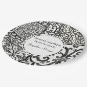 ファームタイル素朴パターン白黒ブライダルシャワー ペーパープレート (アングル)