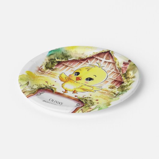 ファームチカラフルキン誕生日 ペーパープレート (アングル)