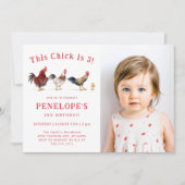 ファームチキンこのシックな誕生日パーティーの写真 招待状 (正面)