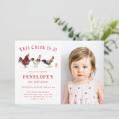 ファームチキンこのシックな誕生日パーティーの写真 招待状 (スタンド正面)