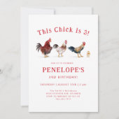 ファームチキンこのシックな誕生日パーティー 招待状 (正面)