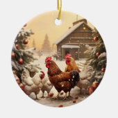 ファームチキンアニマル、かわいいかわいいペットラバーギフト セラミックオーナメント (正面)