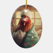 ファームチキンアニマル、かわいいかわいいペットラバーギフト セラミックオーナメント (正面)