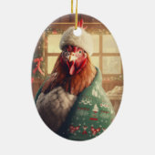 ファームチキンアニマル、かわいいかわいいペットラバーギフト セラミックオーナメント (裏面)