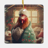 ファームチキンアニマル、かわいいかわいいペットラバーギフト セラミックオーナメント (正面)