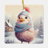 ファームチキンアニマル、かわいいかわいいペットラバーギフト セラミックオーナメント (正面)