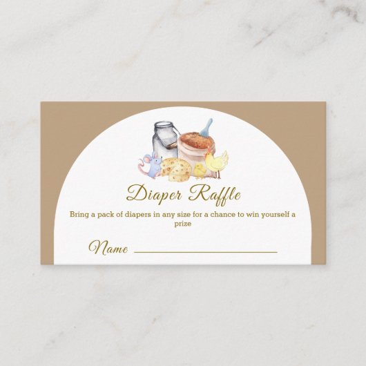 ファームチキンマウスおむつラッフルベビーシャワー エンクロージャーカード (正面)