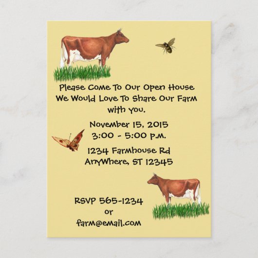 ファームツアー招待状ゲルンジーカウズ インビテーションポストカード (正面)