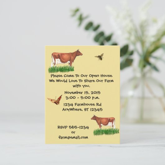 ファームツアー招待状ゲルンジーカウズ インビテーションポストカード (スタンド正面)