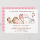 ファームテモダンーズファースト誕生日招待状 招待状 (正面/裏面)