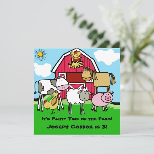 ファームテーマカスタマイズ誕生日招待状 招待状 (スタンド正面)