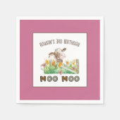 ファームテーマモー牛モー子供の誕生日パーティー スタンダードカクテルナプキン (正面)