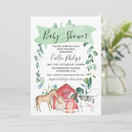ファームテーマリースベビーシャワー招待状 招待状 (スタンド正面)
