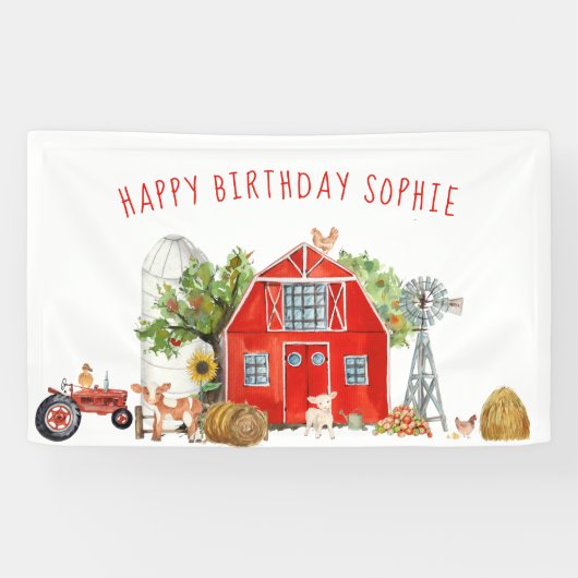 ファームテーマ誕生日パーティーウェルカムバナー 横断幕 (横)