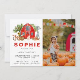 ファームテーマ |納屋の誕生日パーティーの招待 招待状