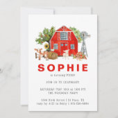 ファームテーマ |納屋の誕生日パーティーの招待 招待状 (正面)