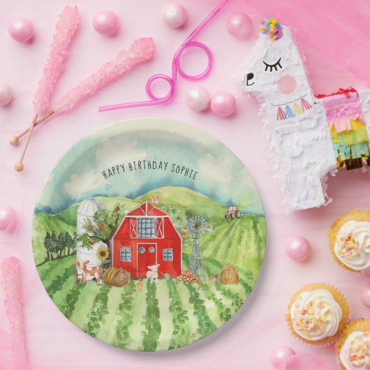 ファームテーマ |納屋の誕生日パーティー ペーパープレート (パーティー)