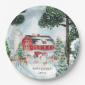 ファームテーマ | Winter Barn誕生日パーティー ペーパープレート (正面)