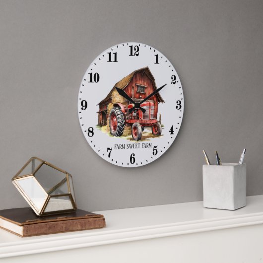 ファームトラククールタの追加メッセージ ラージ壁時計 (オフィス)