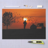 ファームトラクタサンセットデクページティッシュペーパー 薄葉紙 (クラフト)