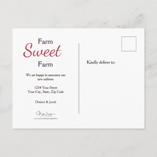 ファームトラクタレッドカントリー素朴引っ越しました移動 ポストカード (裏面)