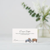 ファームトラクターテディベアオムツラッフルベビーシャワー エンクロージャーカード (スタンド正面)