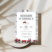 ファームトラクターテーマ誕生日招待状 招待状