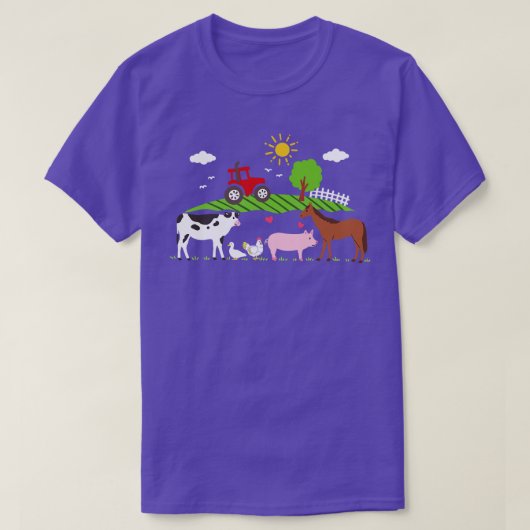 ファームトラクターファーム動物 Tシャツ (デザイン正面)
