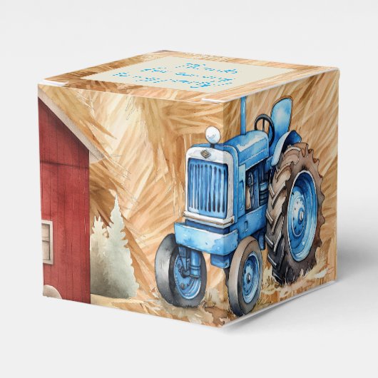 ファームトラクターボーイズ誕生日パーティーの好意ボックス フェイバーボックス (正面サイド)