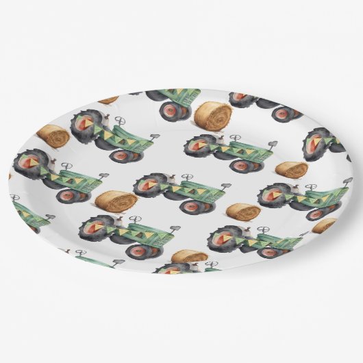 ファームトラクターボーイズ誕生日 ペーパープレート (アングル)