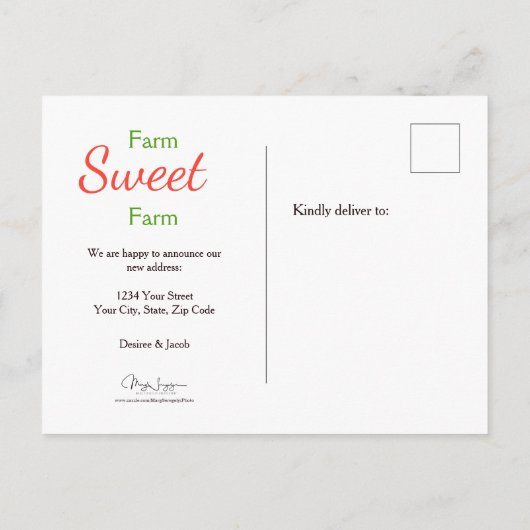 ファームトラクターレッドカントリー秋引っ越しました ポストカード (裏面)