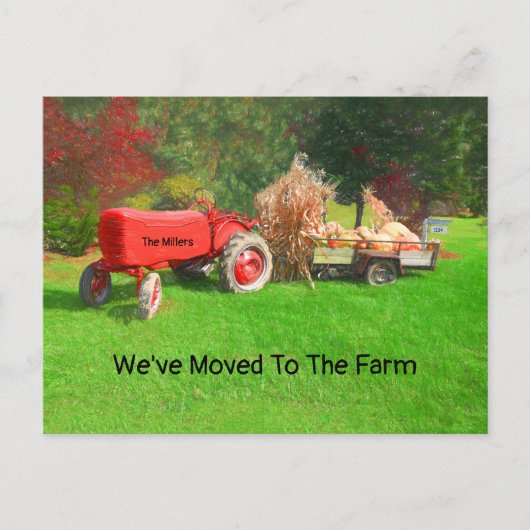 ファームトラクターレッドカントリー秋引っ越しました ポストカード (正面)