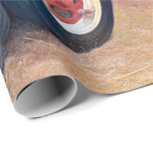 ファームトラクターレッドレトロヴィンテージ素朴秋ハーベスト ラッピングペーパー (ロールコーナー)