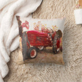 ファームトラクターレッドヴィンテージ素朴秋の収穫 クッション (ブランケット)