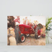 ファームトラクターレッドヴィンテージ素朴秋ハーベスト (スタンド正面)