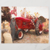 ファームトラクターレッドヴィンテージ素朴秋ハーベスト (正面)