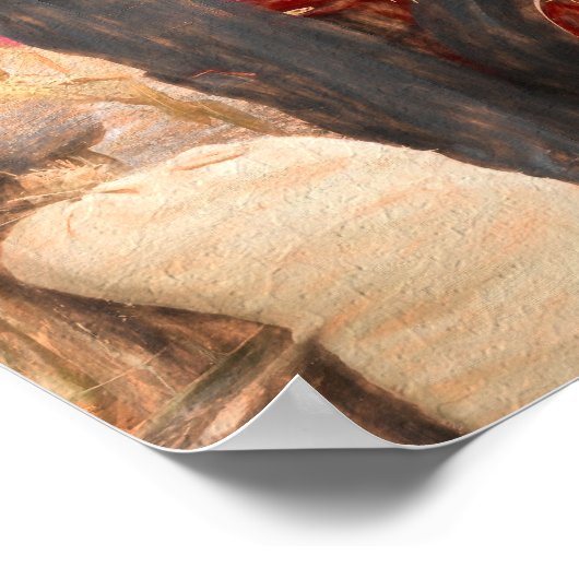 ファームトラクターレッドヴィンテージ素朴秋ハーベスト ポスター (角)