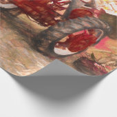 ファームトラクターレッドヴィンテージ素朴秋ハーベスト ラッピングペーパー (角)