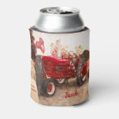 ファームトラクターレッドヴィンテージ素朴秋ハーベスト 缶クーラー (缶裏面)