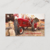 ファームトラクターレッドヴィンテージ素朴農業 名刺 (正面)